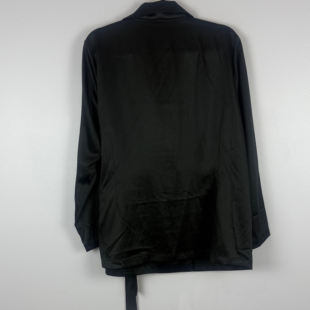 Misook Black Crepe Side-Tie Wrap Blazer Size Large - Picture 11 of 11